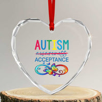 Autism Acceptance Heart Crystal Glass Ornament Neurodivergent Support Infinity Butterfly Symbol