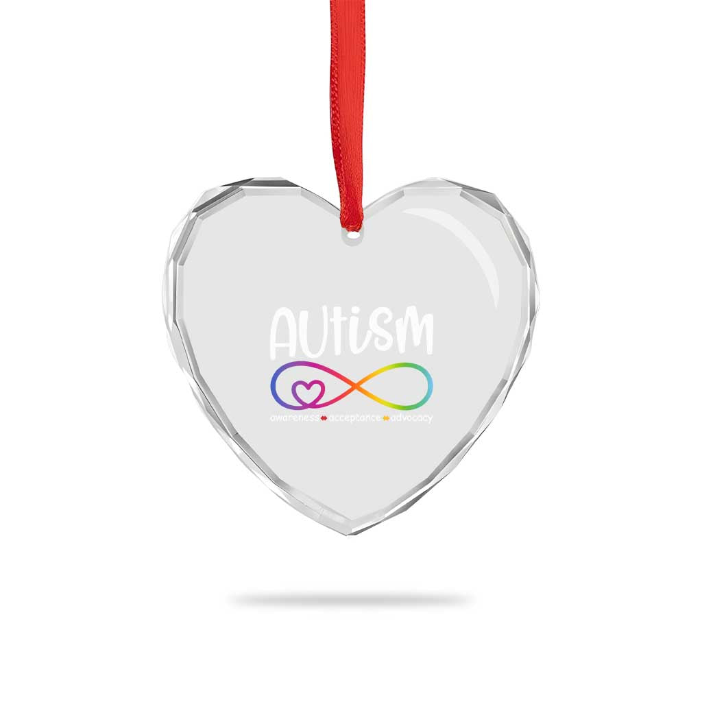 Autism Acceptance Heart Crystal Glass Ornament Neurodivergent Support Infinity Symbol