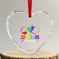 Autism Acceptance Heart Crystal Glass Ornament Neurodivergent Support Rainbow Feather Infinity Symbol