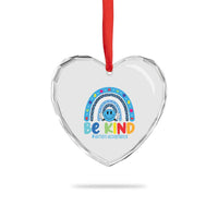Autism Acceptance Heart Crystal Glass Ornament Rainbow in April We Wear Blue Ribbon Autism