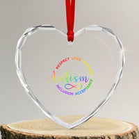 Autism Acceptance Heart Crystal Glass Ornament Respect Love Support Autism Awareness Month