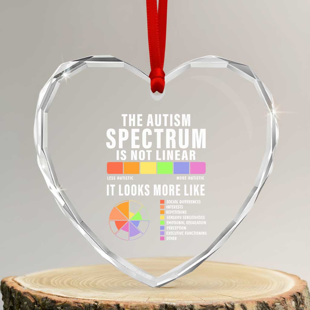 Autism Acceptance Heart Crystal Glass Ornament The Autism Spectrum Is Not Linear - Wonder Print Shop