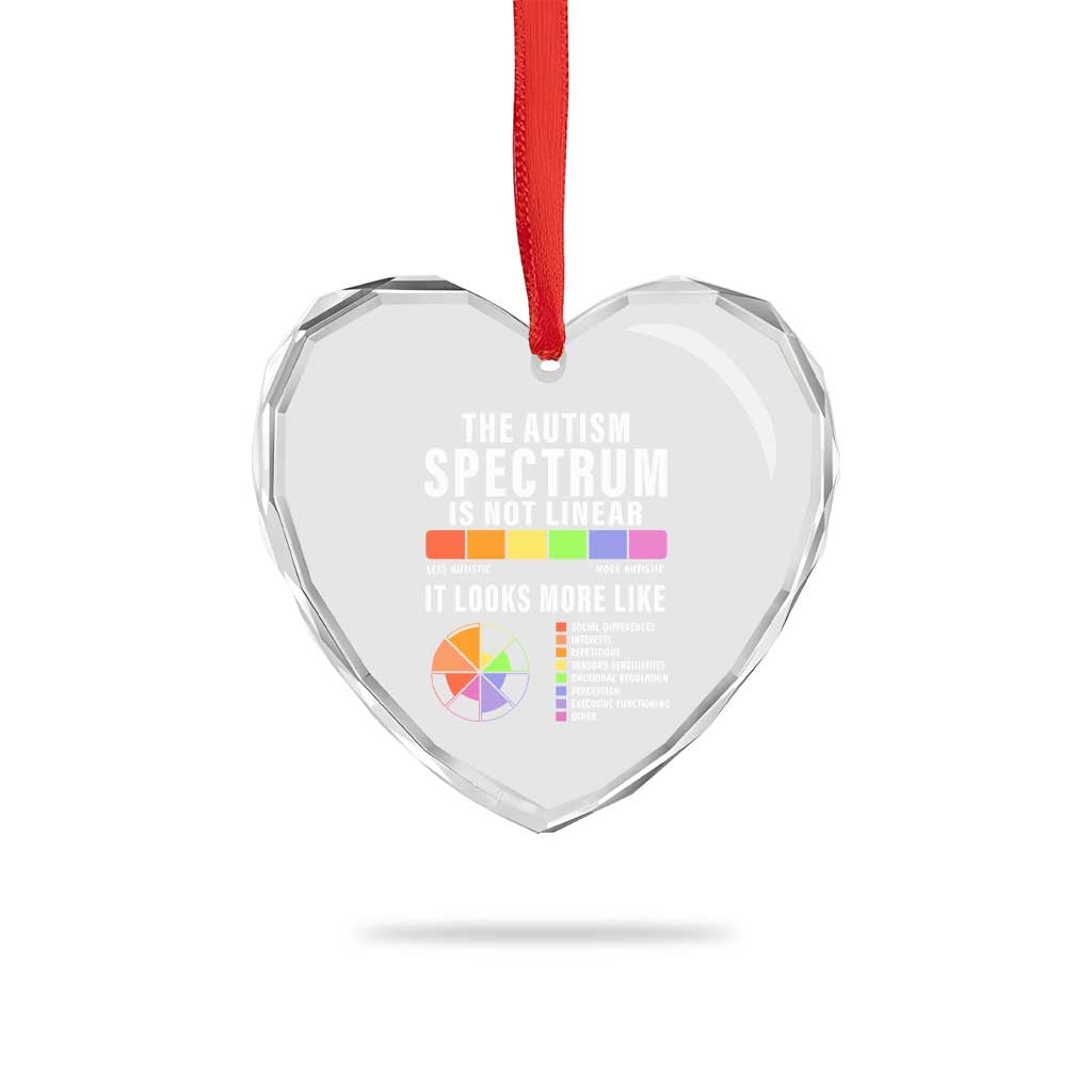 Autism Acceptance Heart Crystal Glass Ornament The Autism Spectrum Is Not Linear - Wonder Print Shop