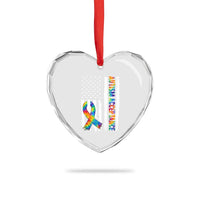 Autism Acceptance Heart Crystal Glass Ornament US Flag Ribbon Support Neurodiversity