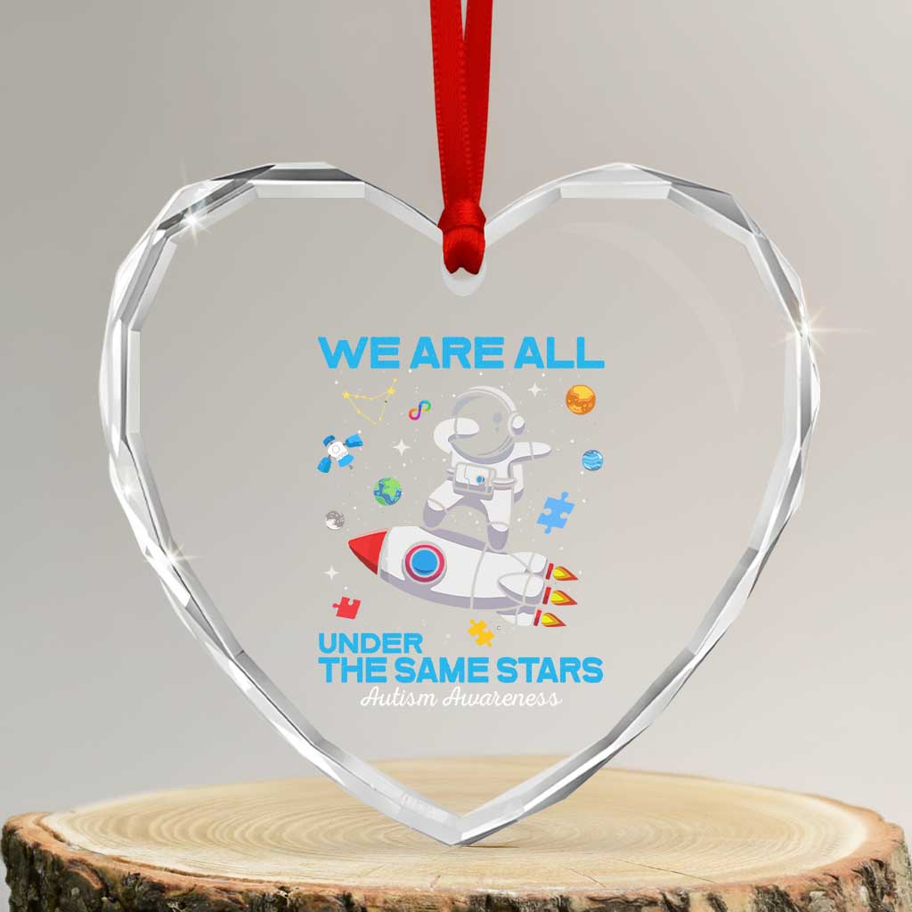 Autism Acceptance Heart Crystal Glass Ornament We Are All Under The Same Stars