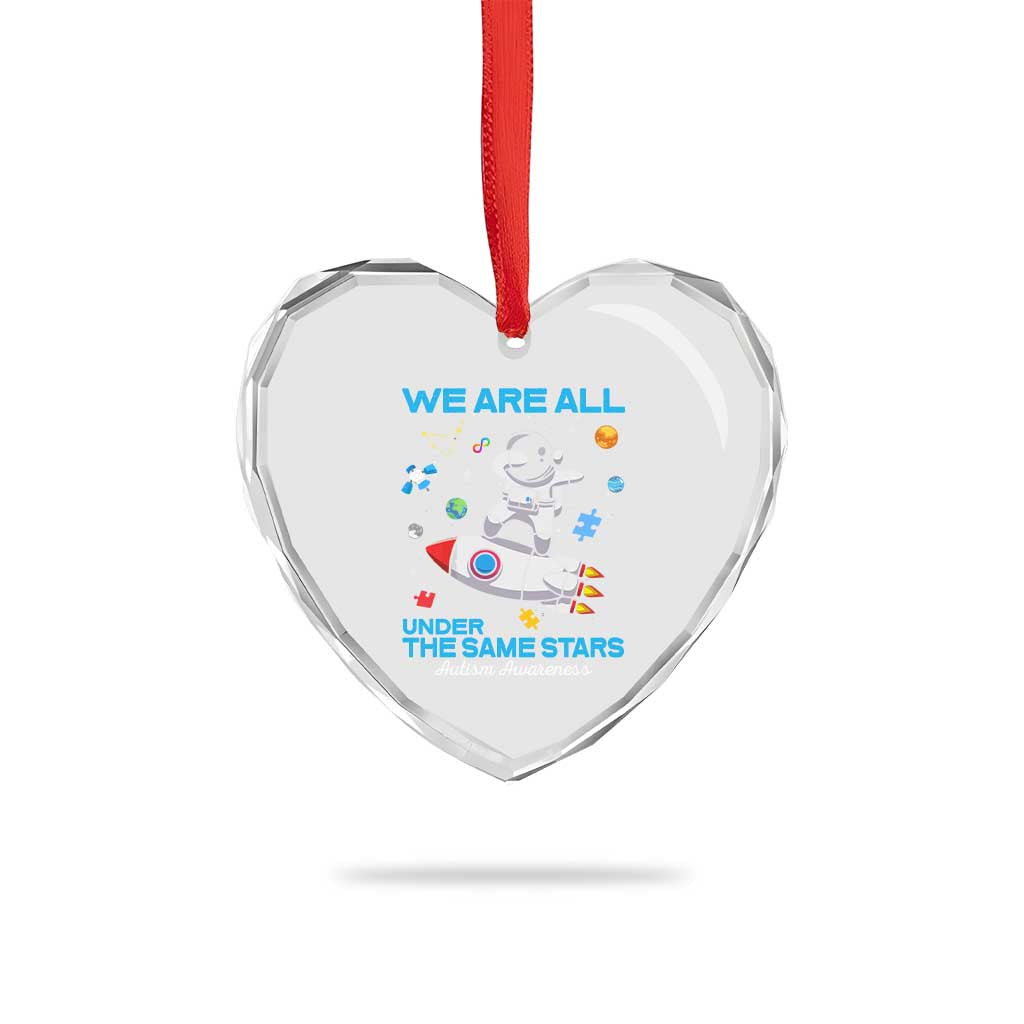 Autism Acceptance Heart Crystal Glass Ornament We Are All Under The Same Stars