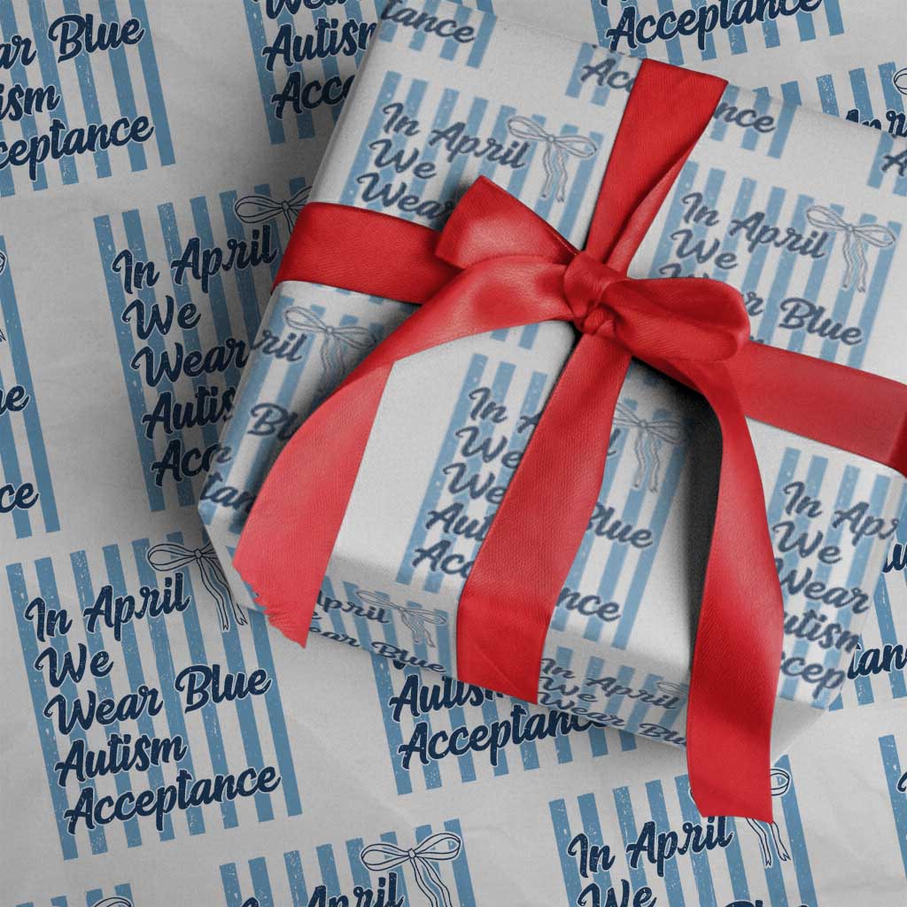 Autism Acceptance Wrapping Paper Roll In April We Wear Blue Support Neurodivergent
