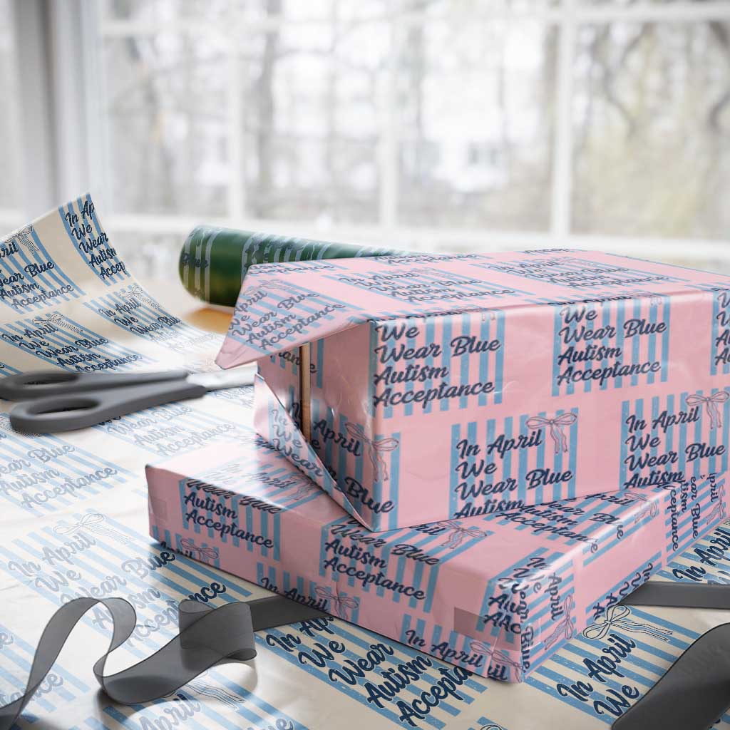 Autism Acceptance Wrapping Paper Roll In April We Wear Blue Support Neurodivergent