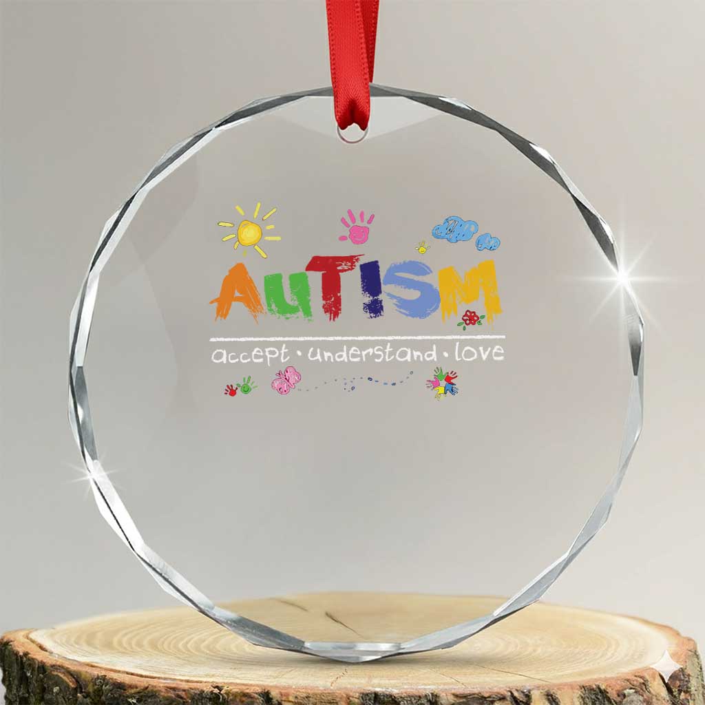 Autism Acceptance Month Crystal Glass Ornament Autism Accept Understand Love SPED Teachers
