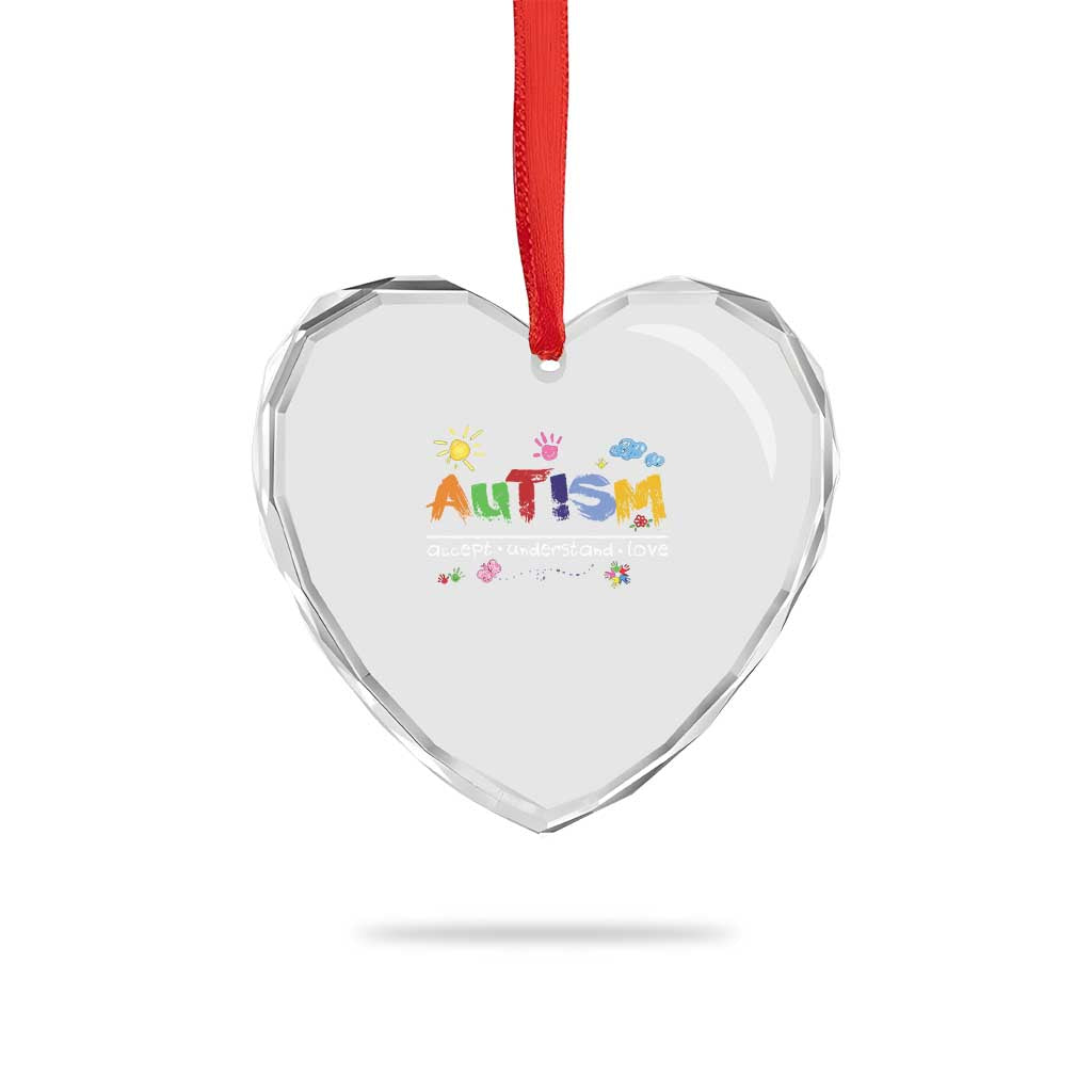 Autism Acceptance Month Heart Crystal Glass Ornament Autism Accept Understand Love SPED Teachers