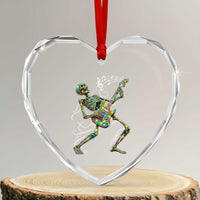 Autism Acceptance Rock Guitar Skeleton Heart Crystal Glass Ornament Music Lover