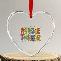 Autism Acceptance Special Education Teacher Heart Crystal Glass Ornament Au Some Teacher