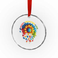 Autism Acceptance Sunflower Puzzle Crystal Glass Ornament Accept Understand Love ASD