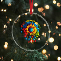 Autism Acceptance Sunflower Puzzle Crystal Glass Ornament Accept Understand Love ASD