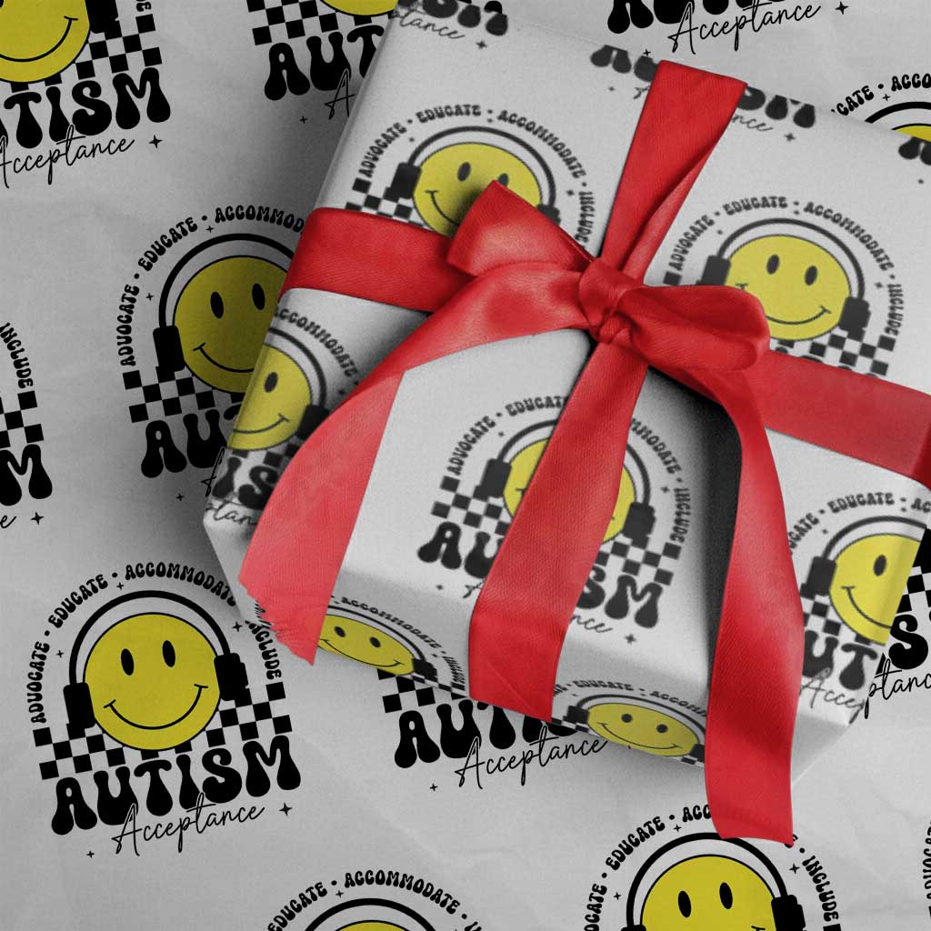 Autism Acceptance Wrapping Paper Roll Advocate Educate Accomodate Include Special Education - Wonder Print Shop