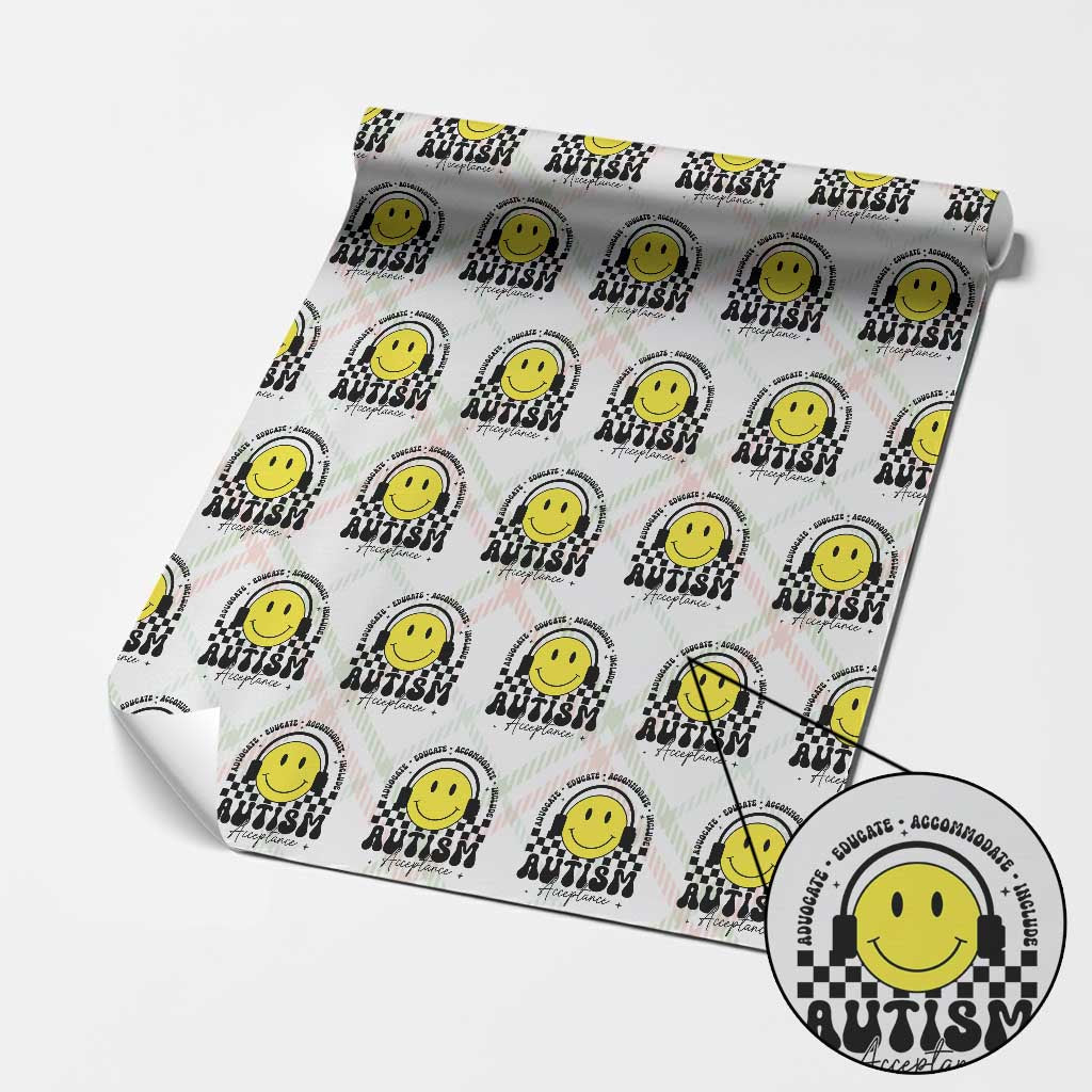 Autism Acceptance Wrapping Paper Roll Advocate Educate Accomodate Include Special Education - Wonder Print Shop