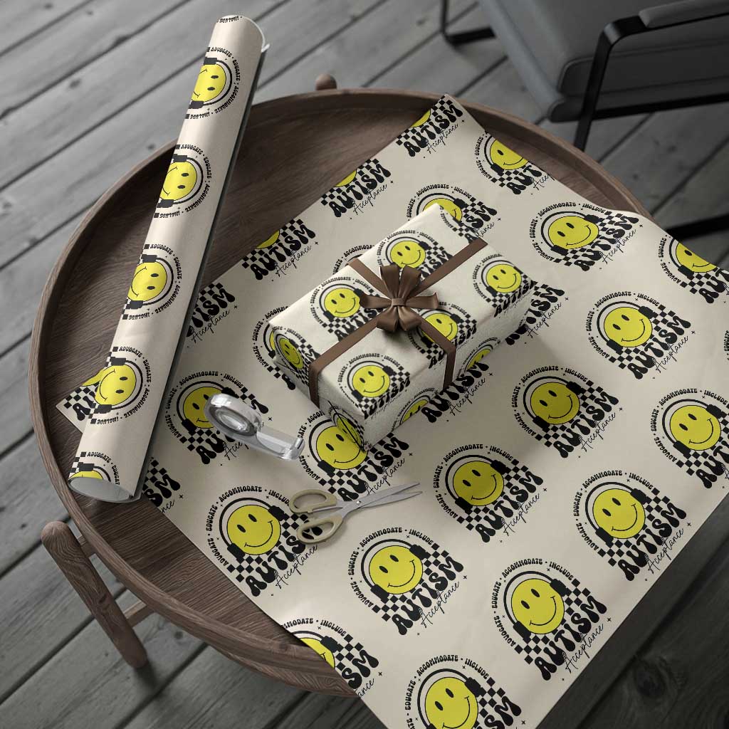 Autism Acceptance Wrapping Paper Roll Advocate Educate Accomodate Include Special Education - Wonder Print Shop