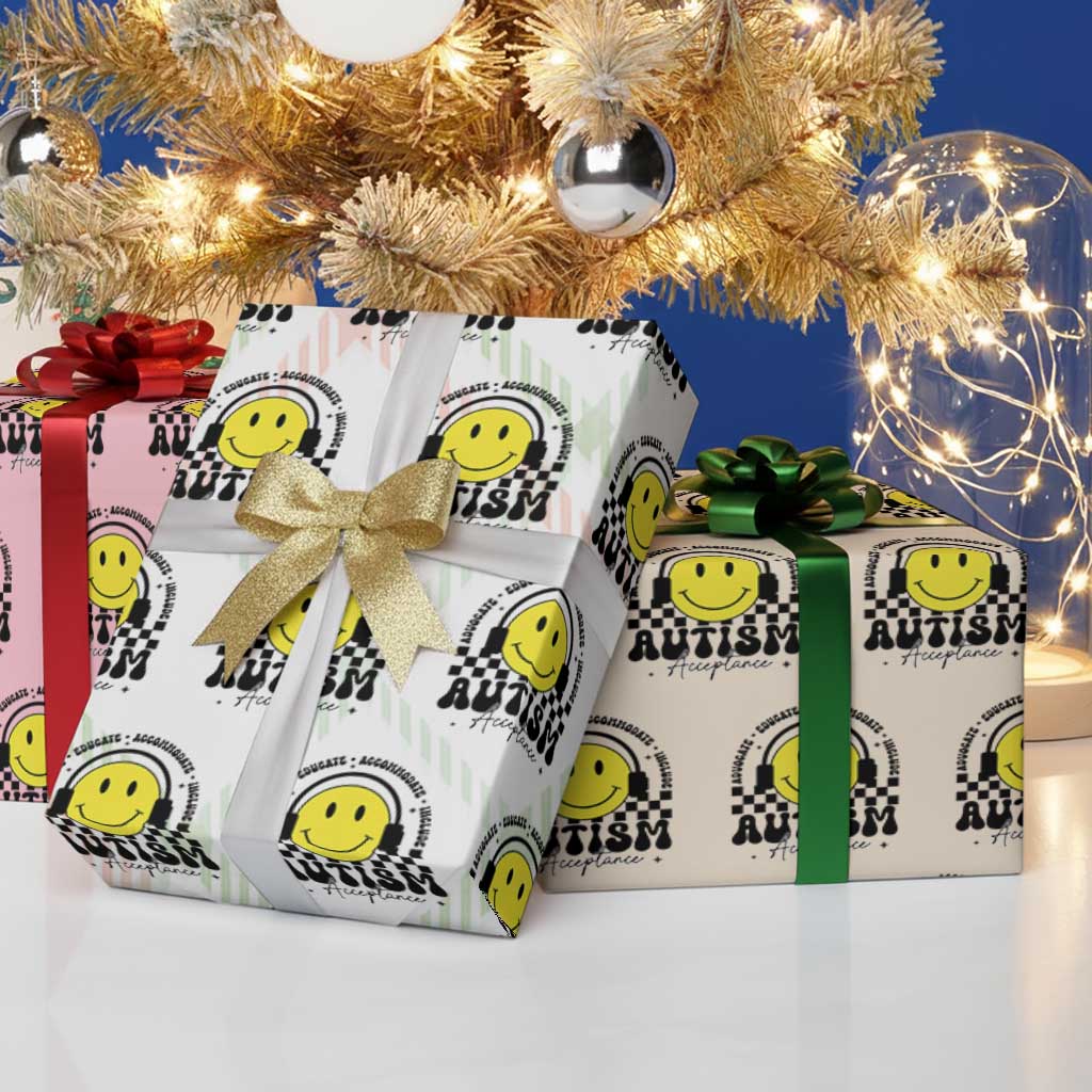 Autism Acceptance Wrapping Paper Roll Advocate Educate Accomodate Include Special Education - Wonder Print Shop