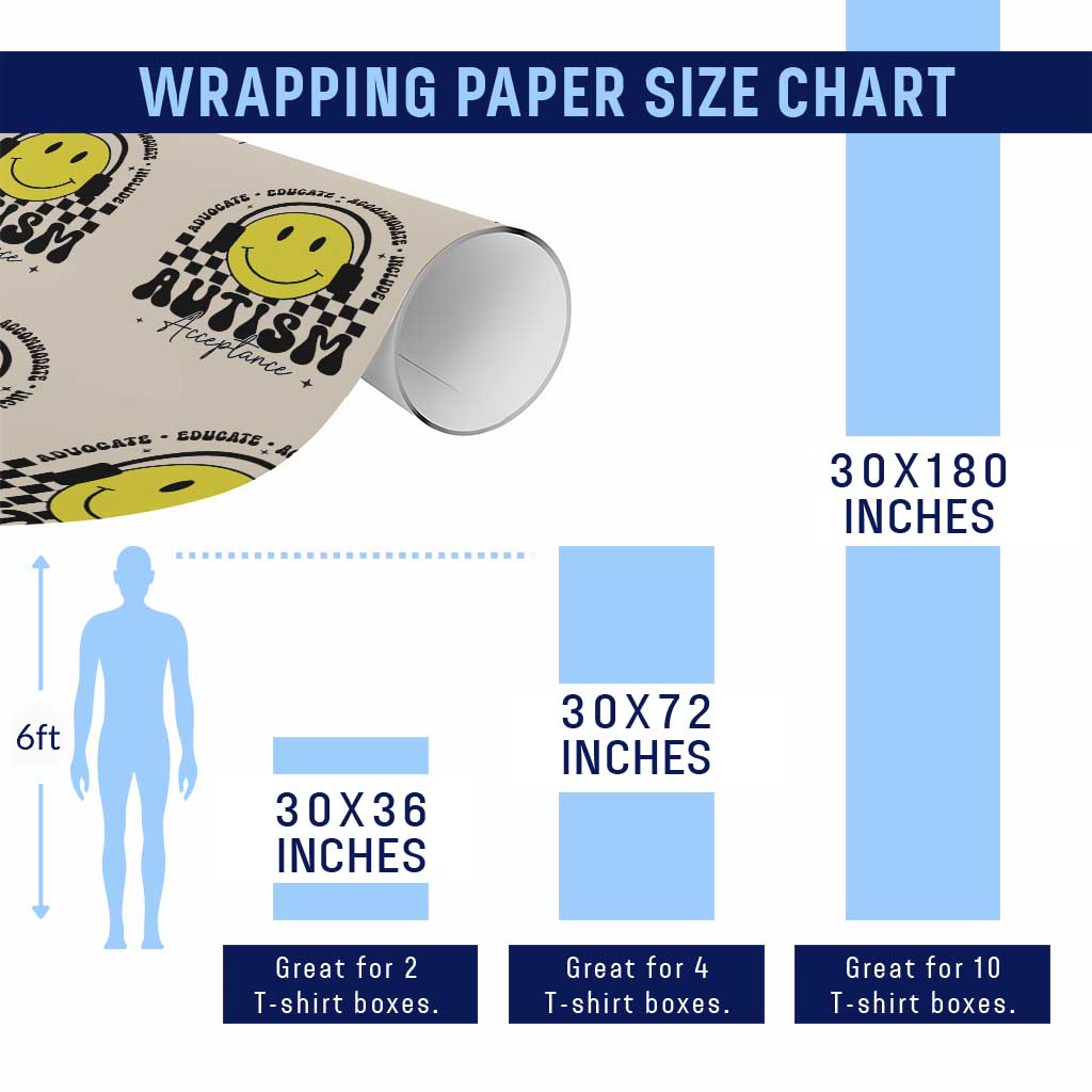 Autism Acceptance Wrapping Paper Roll Advocate Educate Accomodate Include Special Education - Wonder Print Shop