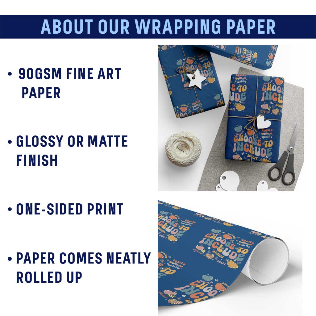 Autism Acceptance Wrapping Paper Roll Choose To Include Inclusion Matters - Wonder Print Shop