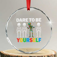 Autism Awareness 67 Crystal Glass Ornament Dare To Be Yourself Six Seven Autism Skeleton