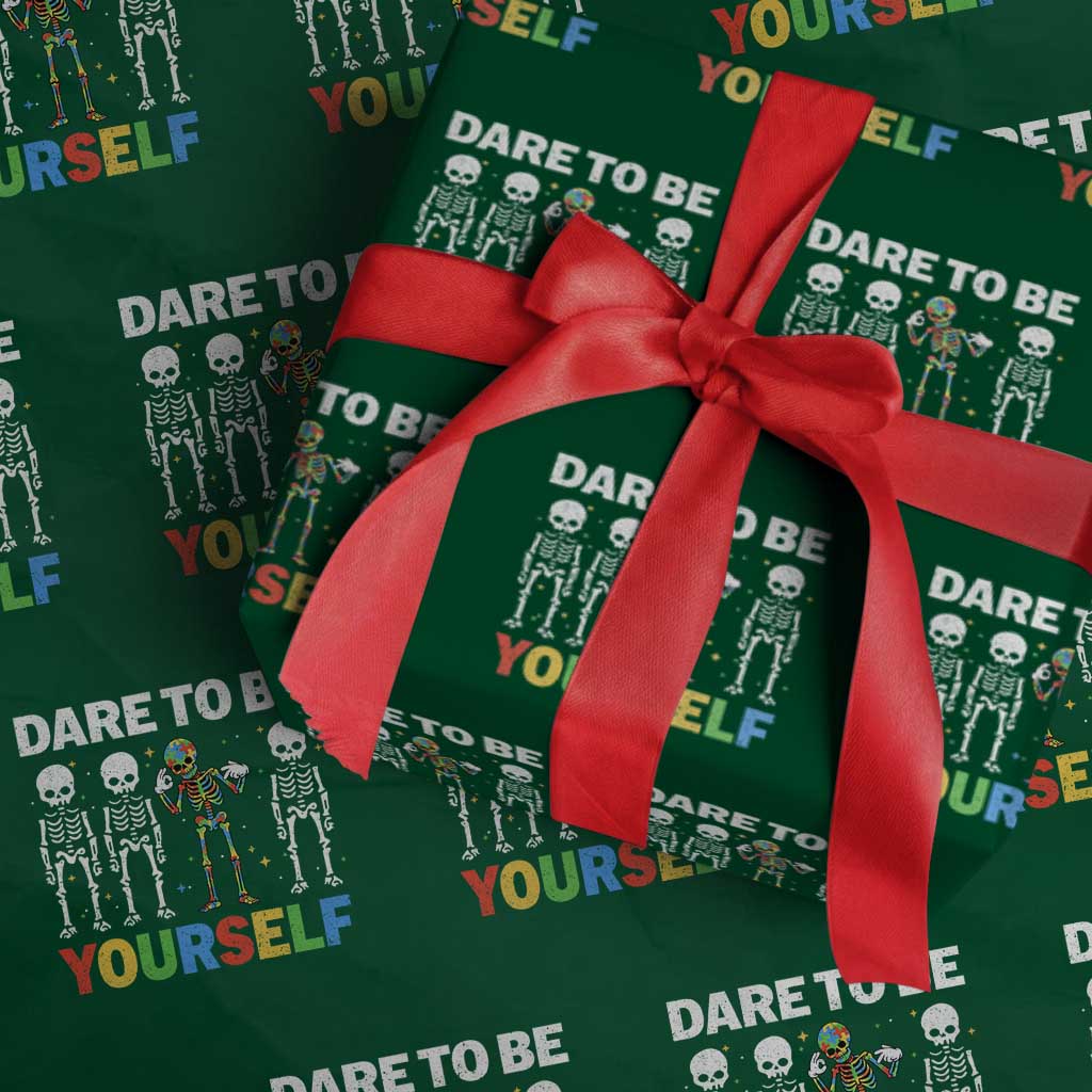Autism Awareness 67 Wrapping Paper Roll Dare To Be Yourself Six Seven Autism Skeleton