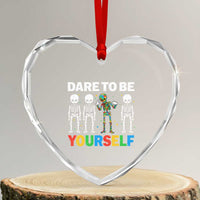 Autism Awareness 67 Heart Crystal Glass Ornament Dare To Be Yourself Six Seven Autism Skeleton