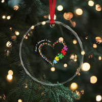 Autism Awareness Accept Understand Love Crystal Glass Ornament Love Heart Puzzle Pieces
