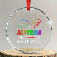 Autism Awareness Acceptance Crystal Glass Ornament Advocate Educate Accommodate Include Infinity Symbol