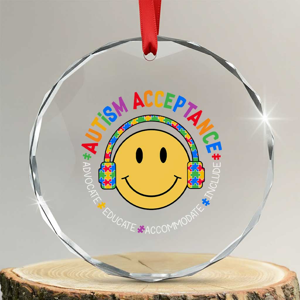 Autism Awareness Acceptance Crystal Glass Ornament Special Education Teacher Kids - Wonder Print Shop