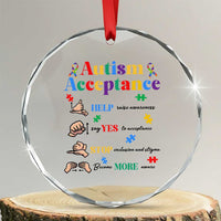 Autism Awareness Acceptance Hand Sign Language SPED Teacher Crystal Glass Ornament