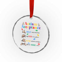 Autism Awareness Acceptance Hand Sign Language SPED Teacher Crystal Glass Ornament