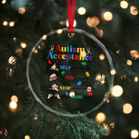 Autism Awareness Acceptance Hand Sign Language SPED Teacher Crystal Glass Ornament