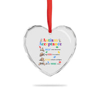 Autism Awareness Acceptance Hand Sign Language SPED Teacher Heart Crystal Glass Ornament