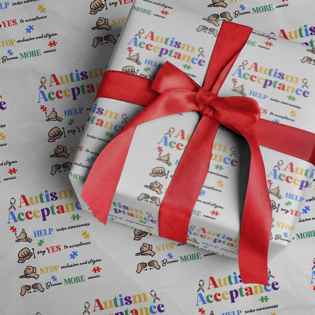 Autism Awareness Acceptance Hand Sign Language SPED Teacher Wrapping Paper Roll
