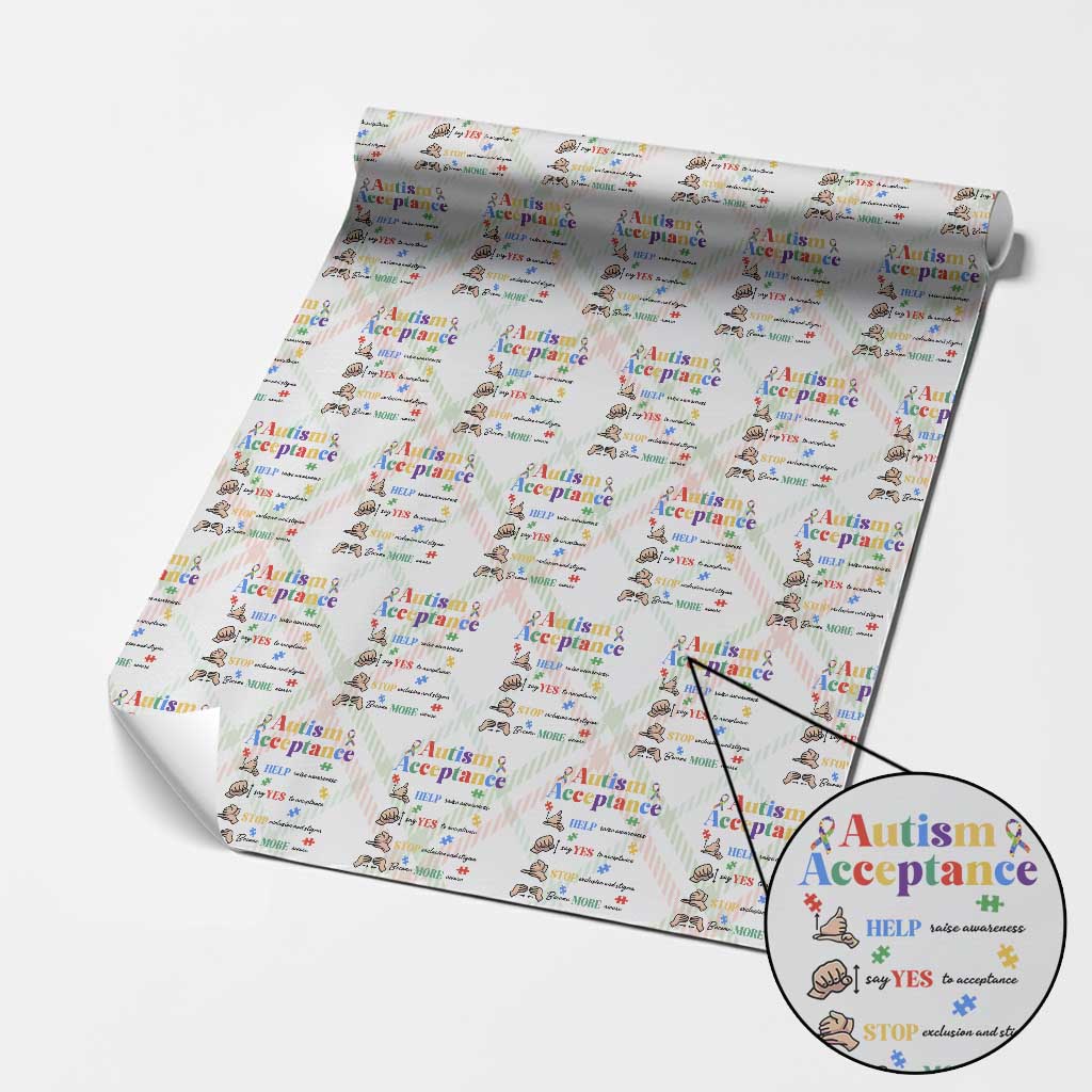 Autism Awareness Acceptance Hand Sign Language SPED Teacher Wrapping Paper Roll