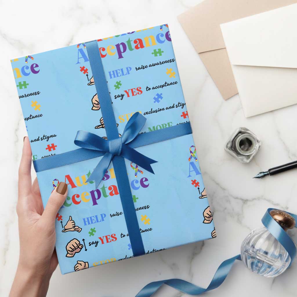 Autism Awareness Acceptance Hand Sign Language SPED Teacher Wrapping Paper Roll