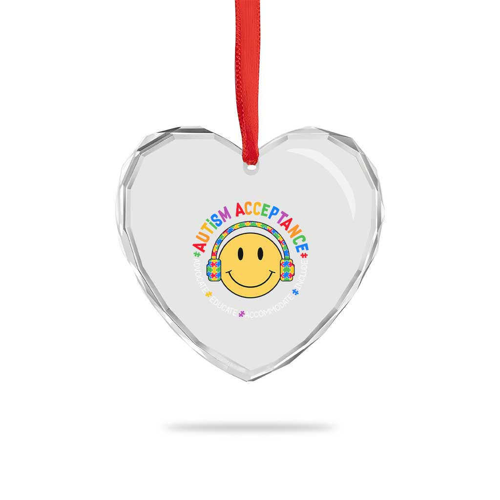 Autism Awareness Acceptance Heart Crystal Glass Ornament Special Education Teacher Kids - Wonder Print Shop