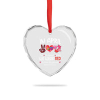 Autism Awareness Acceptance Red Instead Heart Crystal Glass Ornament In April We Wear Red Peace Love Puzzle