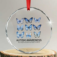 Autism Awareness Blue Butterflies Crystal Glass Ornament Accept Love Understand TS02