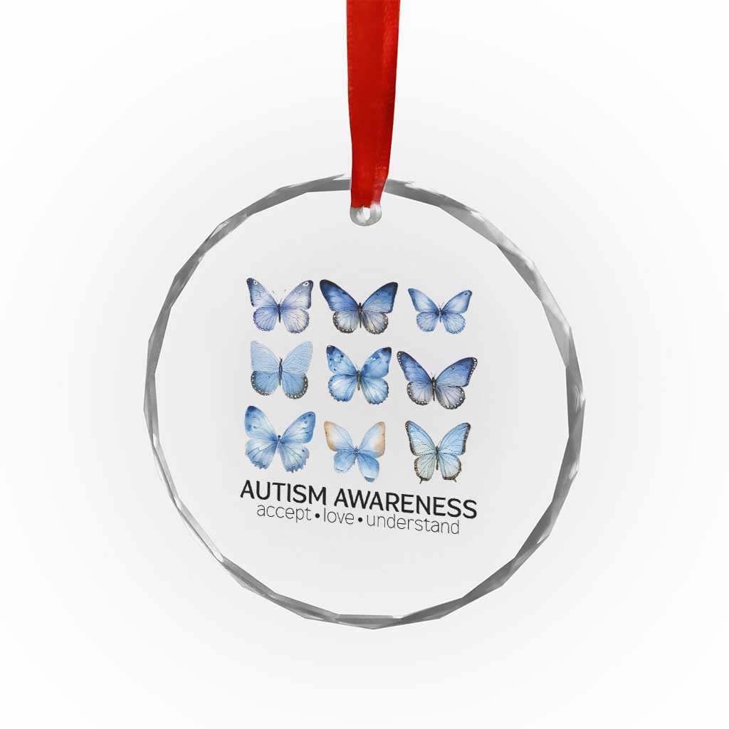 Autism Awareness Blue Butterflies Crystal Glass Ornament Accept Love Understand TS02