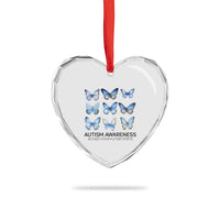 Autism Awareness Blue Butterflies Heart Crystal Glass Ornament Accept Love Understand - Wonder Print Shop
