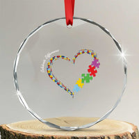 Autism Awareness Celebrate Differences Crystal Glass Ornament Love Heart Puzzle Pieces