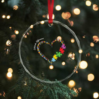 Autism Awareness Celebrate Differences Crystal Glass Ornament Love Heart Puzzle Pieces