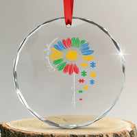 Autism Awareness Celebrate Differences Crystal Glass Ornament Sunflower Puzzle Pieces