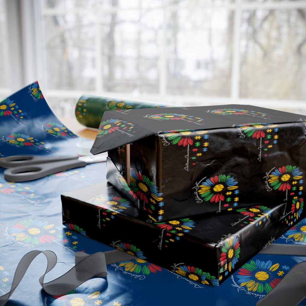 Autism Awareness Celebrate Differences Wrapping Paper Roll Sunflower Puzzle Pieces