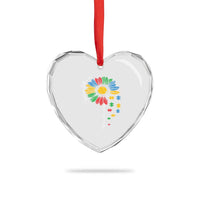 Autism Awareness Celebrate Differences Heart Crystal Glass Ornament Sunflower Puzzle Pieces