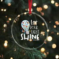Autism Awareness Crystal Glass Ornament Let Your Light Shine Puzzle Ribbon Inspirational Quote