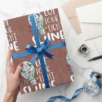 Autism Awareness Wrapping Paper Roll Let Your Light Shine Puzzle Ribbon Inspirational Quote
