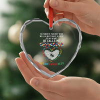 Autism Awareness Grandma Heart Crystal Glass Ornament So There's This Boy Who Will Always Have A Piece Of My Heart He Calls Me Grandma